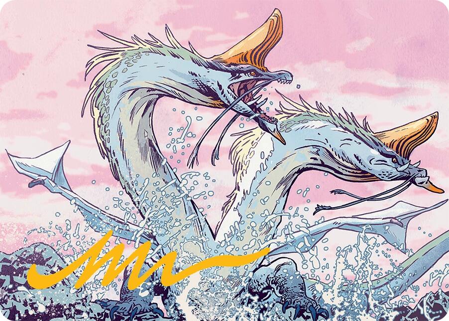 Twinmaw Stormbrood Art Card (39/54) (Gold-Stamped Signature) [Tarkir: Dragonstorm Art Series] | Exor Games Bridgewater