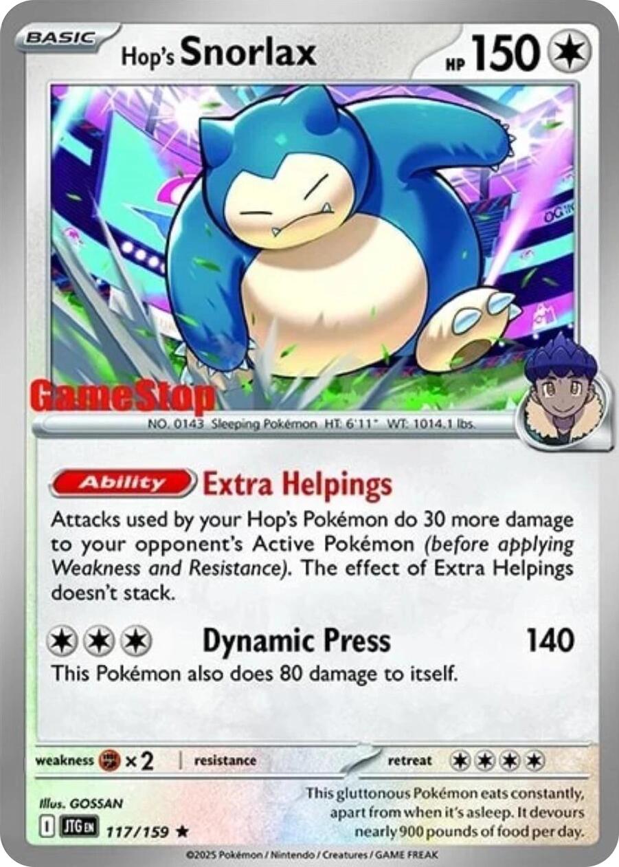 Hop's Snorlax (117/159) (GameStop) (Cosmos Holo) [Scarlet & Violet: Journey Together] | Exor Games Bridgewater