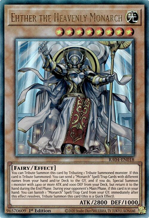 Ehther the Heavenly Monarch [RA04-EN018] Prismatic Ultimate Rare | Exor Games Bridgewater
