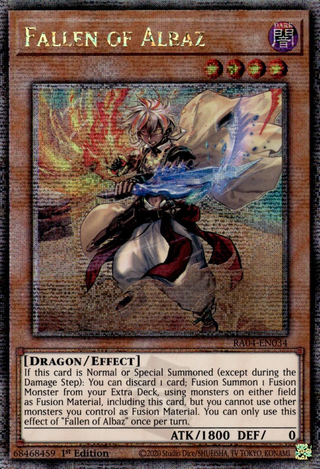 Fallen of Albaz (New Art) [RA04-EN034] Quarter Century Secret Rare | Exor Games Bridgewater
