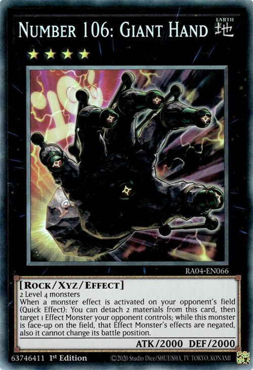 Number 106: Giant Hand [RA04-EN066] Prismatic Collector's Rare | Exor Games Bridgewater