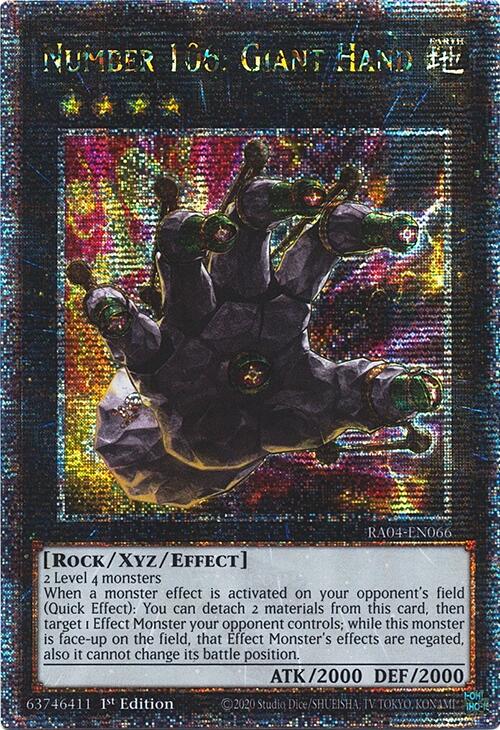 Number 106: Giant Hand [RA04-EN066] Quarter Century Secret Rare | Exor Games Bridgewater