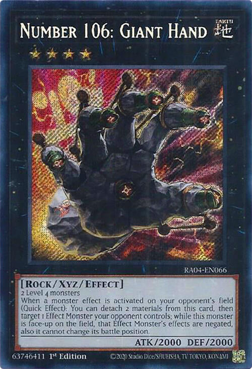 Number 106: Giant Hand [RA04-EN066] Secret Rare | Exor Games Bridgewater