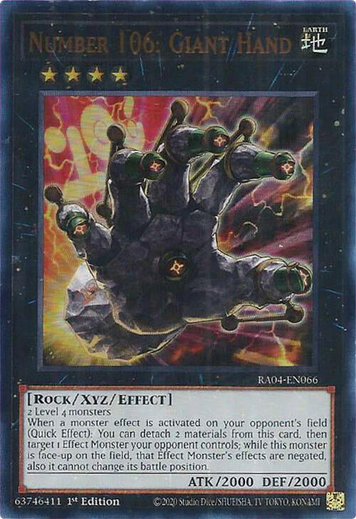 Number 106: Giant Hand [RA04-EN066] Ultra Rare | Exor Games Bridgewater