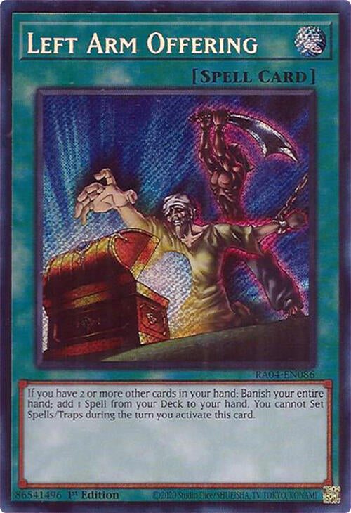 Left Arm Offering [RA04-EN086] Secret Rare | Exor Games Bridgewater