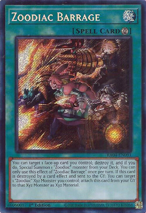 Zoodiac Barrage [RA04-EN091] Secret Rare | Exor Games Bridgewater