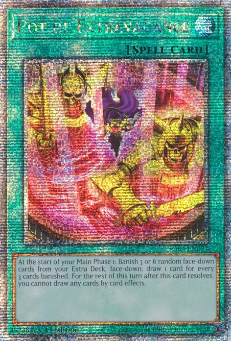 Pot of Extravagance (New Art) [RA04-EN093] Quarter Century Secret Rare | Exor Games Bridgewater