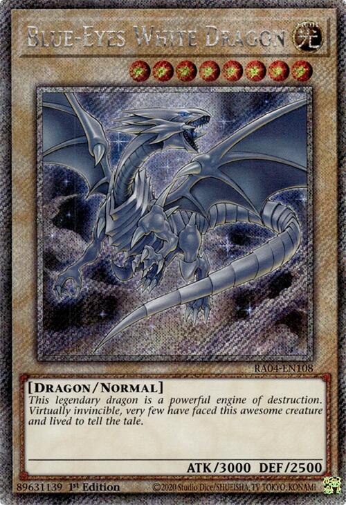 Blue-Eyes White Dragon (8th Art) [RA04-EN108] Platinum Secret Rare | Exor Games Bridgewater