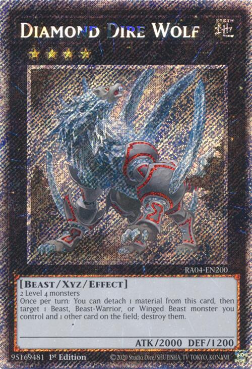 Diamond Dire Wolf [RA04-EN200] Platinum Secret Rare | Exor Games Bridgewater