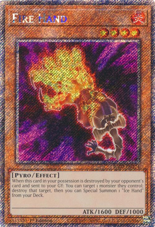Fire Hand [RA04-EN224] Platinum Secret Rare | Exor Games Bridgewater