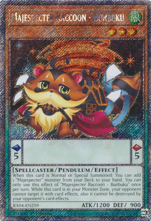Majespecter Raccoon - Bunbuku [RA04-EN259] Platinum Secret Rare | Exor Games Bridgewater