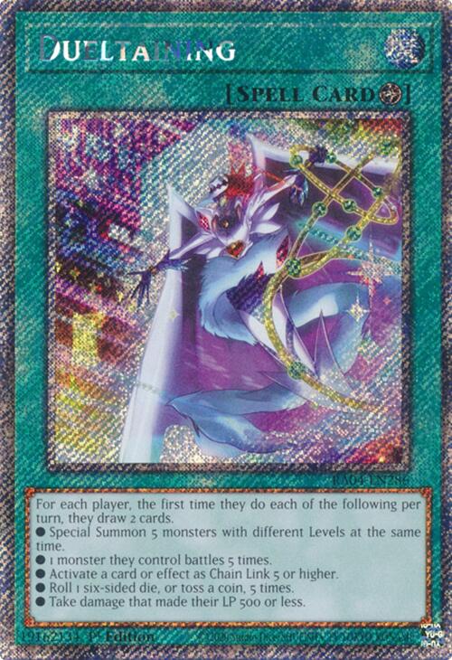 Dueltaining [RA04-EN286] Platinum Secret Rare | Exor Games Bridgewater