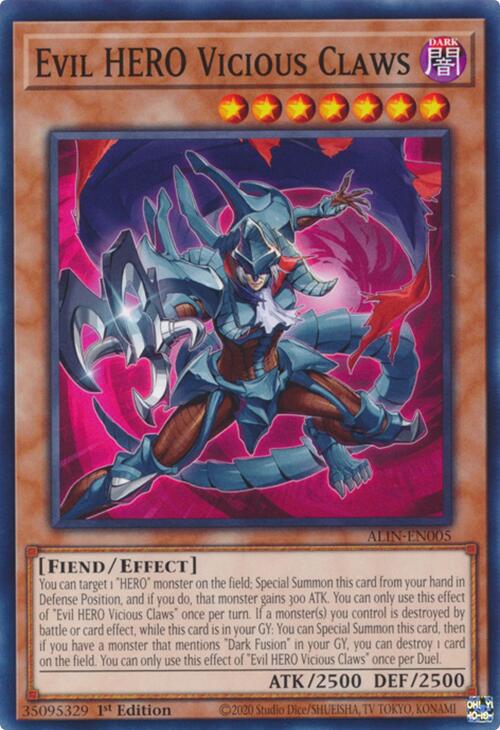 Evil HERO Vicious Claws [ALIN-EN005] Common | Exor Games Bridgewater