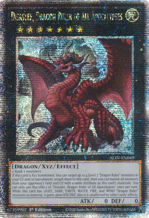 Disaster, Dragon Ruler of All Apocalypses [ALIN-EN049] Quarter Century Secret Rare | Exor Games Bridgewater