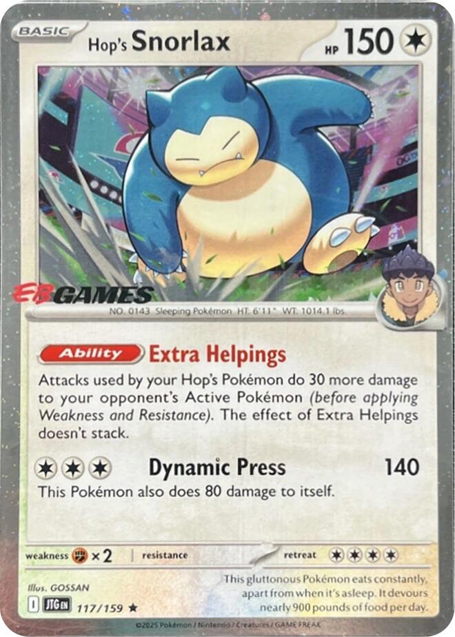 Hop's Snorlax (117/159) (EB Games) (Cosmos Holo) [Scarlet & Violet: Journey Together] | Exor Games Bridgewater