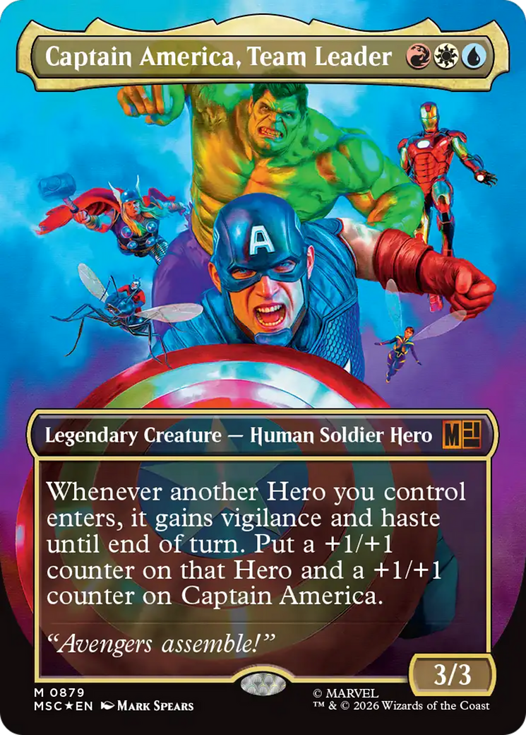 Captain America, Team Leader (Borderless) (Surge Foil) [Marvel Super Heroes Commander] | Exor Games Bridgewater