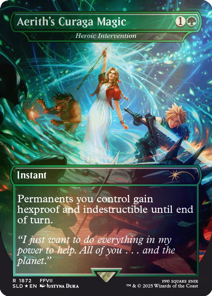 Aerith's Curaga Magic - Heroic Intervention (Rainbow Foil) [Secret Lair Drop Series] | Exor Games Bridgewater