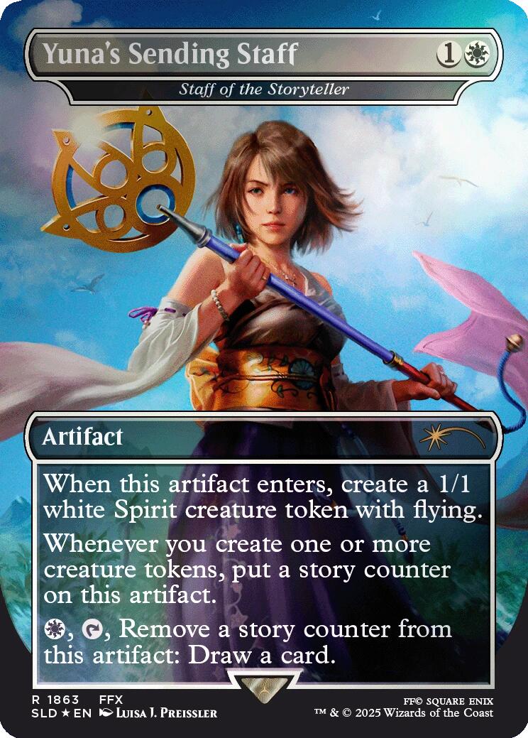 Yuna's Sending Staff - Staff of the Storyteller (Rainbow Foil) [Secret Lair Drop Series] | Exor Games Bridgewater