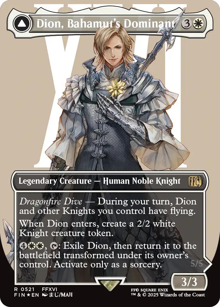 Dion, Bahamut's Dominant // Bahamut, Warden of Light (Borderless) (Surge Foil) [FINAL FANTASY] | Exor Games Bridgewater
