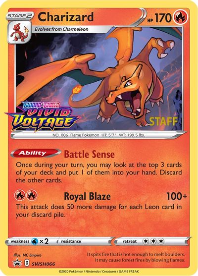 Charizard (SWSH066) (Staff Prerelease Promo) [Sword & Shield: Black Star Promos] | Exor Games Bridgewater