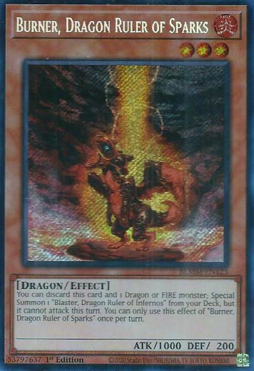 Burner, Dragon Ruler of Sparks [BLMM-EN123] Secret Rare | Exor Games Bridgewater