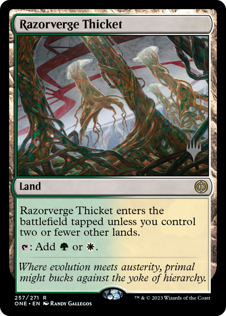 Razorverge Thicket (Promo Pack) [Phyrexia: All Will Be One Promos] | Exor Games Bridgewater