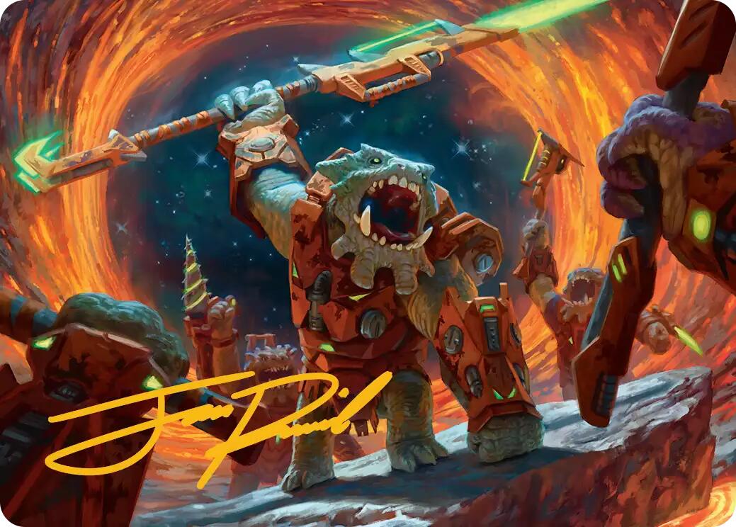 Frontline War-Rager Art Card (Gold-Stamped Signature) [Edge of Eternities Art Series] | Exor Games Bridgewater