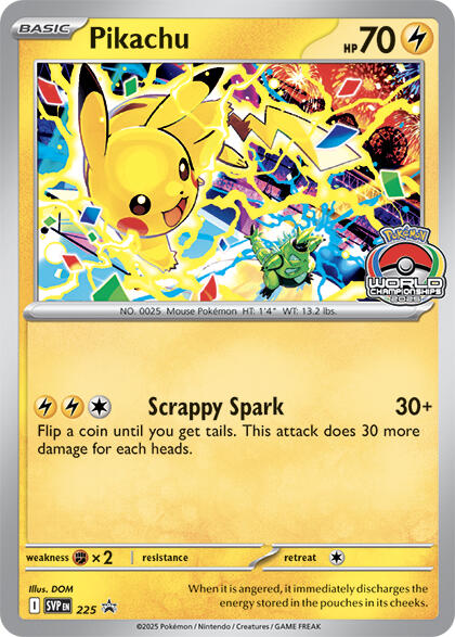 Pikachu (225) (World Championship 2025) [Scarlet & Violet: Black Star Promos] | Exor Games Bridgewater