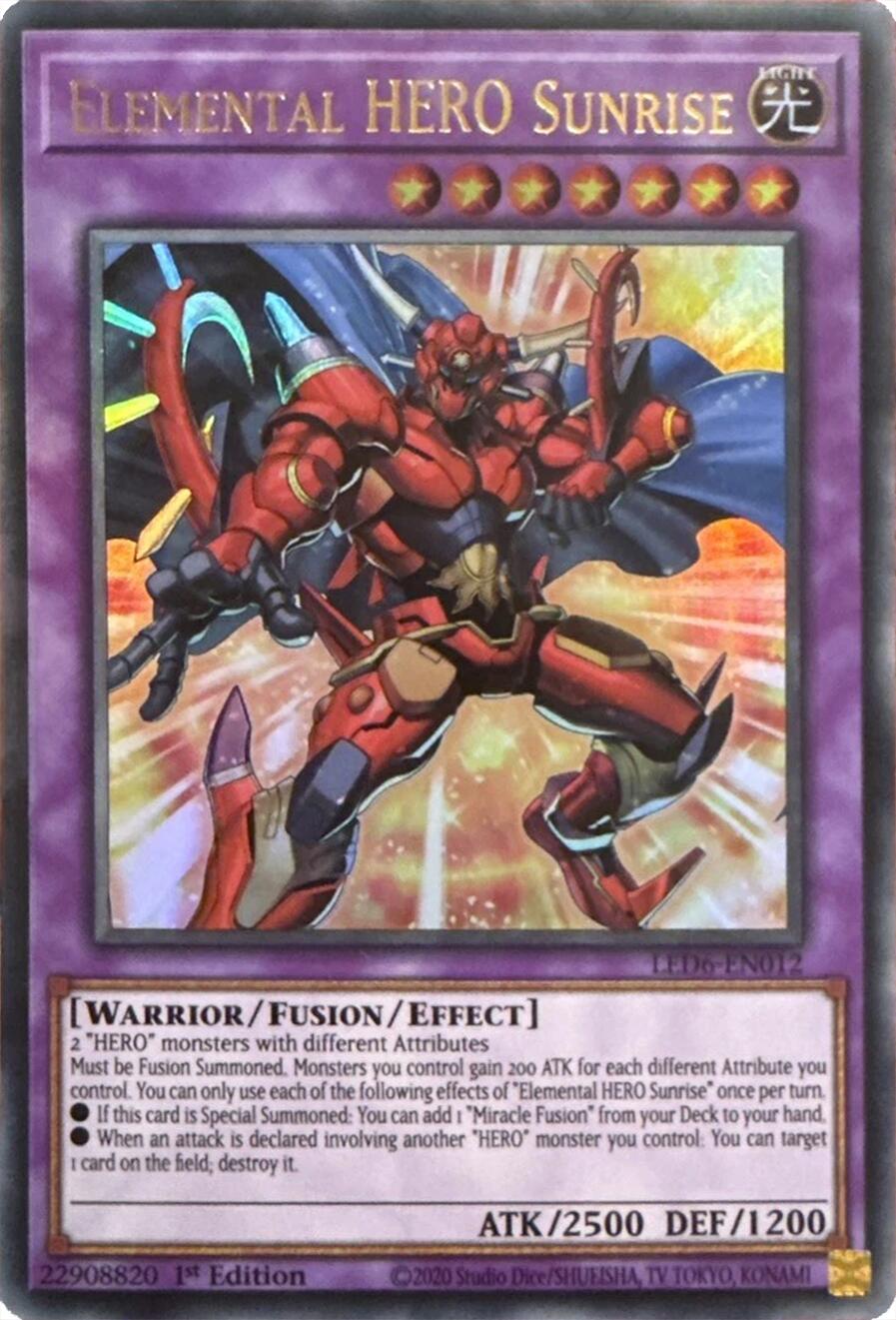 Elemental HERO Sunrise (2020 Date Reprint) [LED6-EN012] Ultra Rare | Exor Games Bridgewater