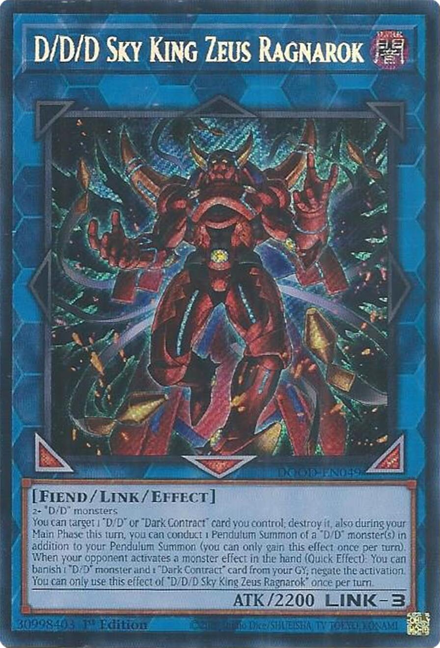 D/D/D Sky King Zeus Ragnarok [DOOD-EN049] Secret Rare | Exor Games Bridgewater