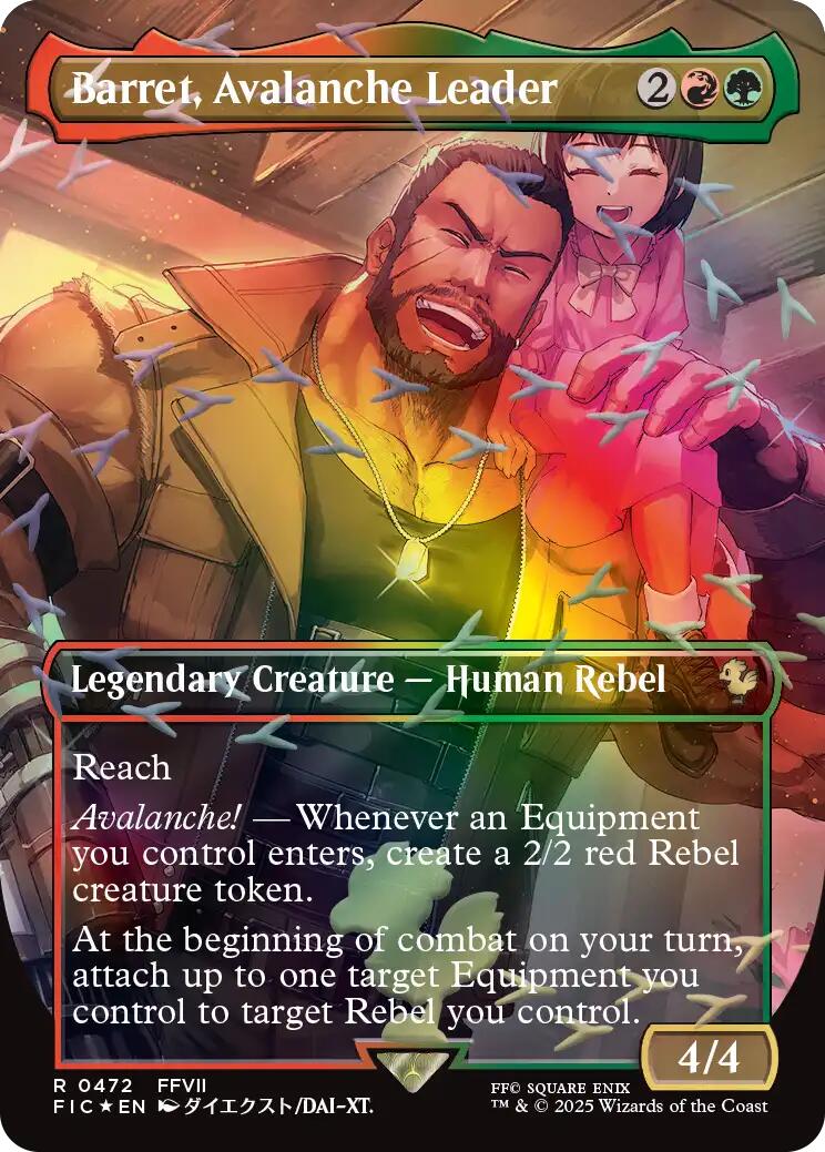 Barret, Avalanche Leader (Borderless) (Chocobo Track Foil) [FINAL FANTASY Commander] | Exor Games Bridgewater