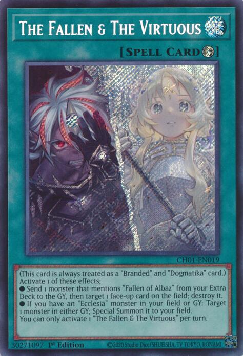 The Fallen & The Virtuous (Secret Rare) [CH01-EN019] Secret Rare | Exor Games Bridgewater