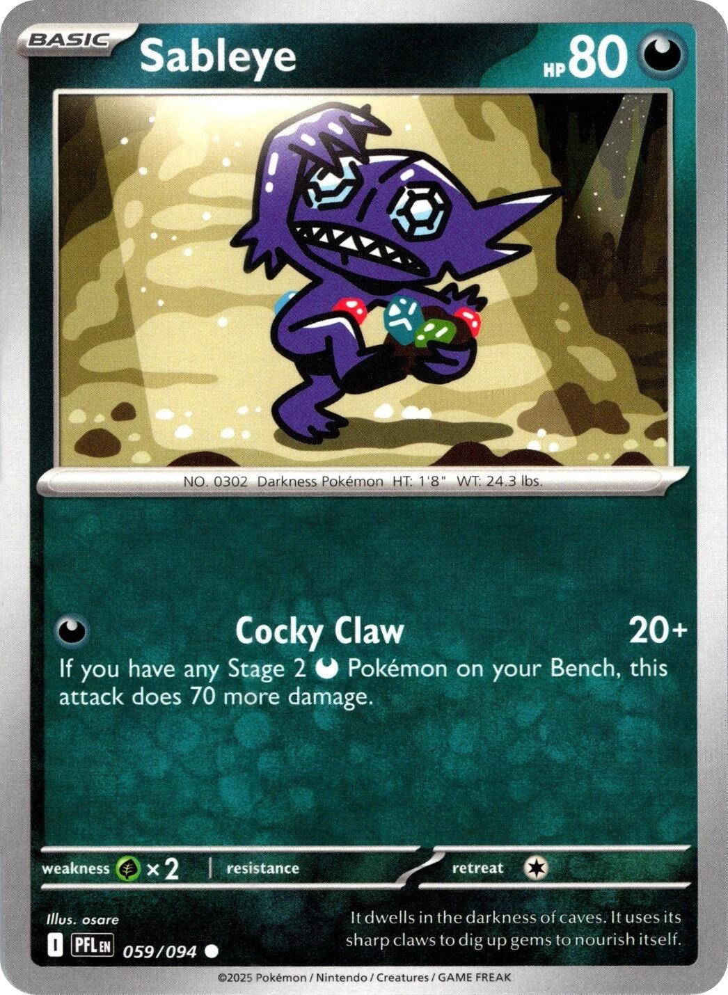 Sableye (059/094) (Reverse Holo) [Mega Evolution: Phantasmal Flames] | Exor Games Bridgewater