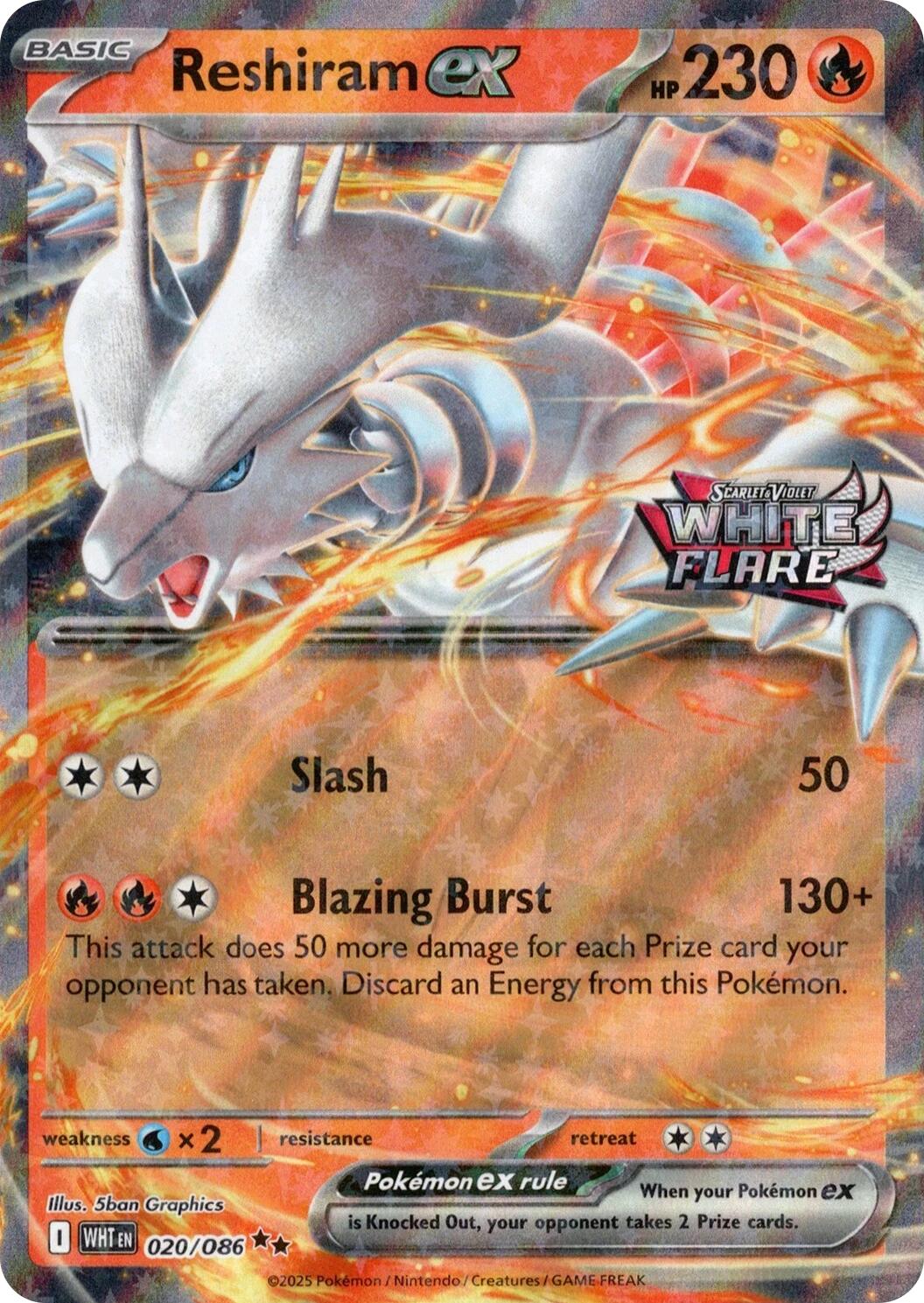 Reshiram ex (020/086) (White Flare Stamped) [Miscellaneous Cards] | Exor Games Bridgewater