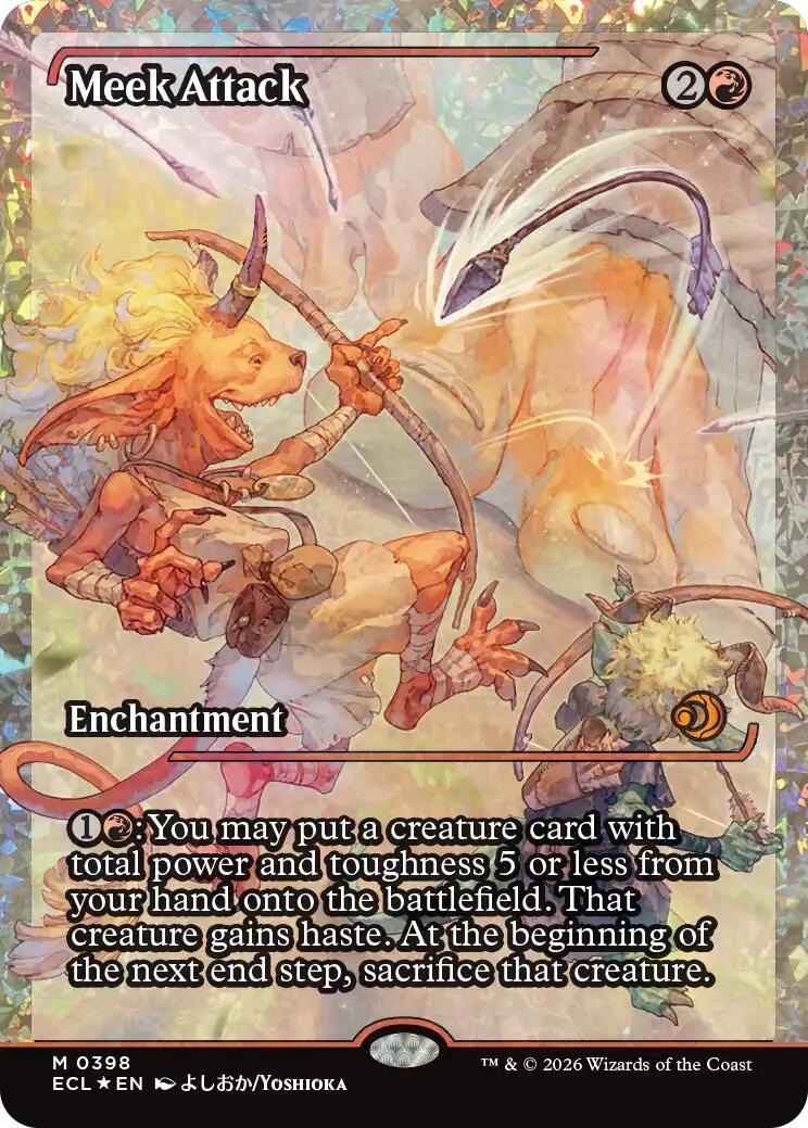 Meek Attack (398) (Showcase) (Fracture Foil) [Lorwyn Eclipsed] | Exor Games Bridgewater