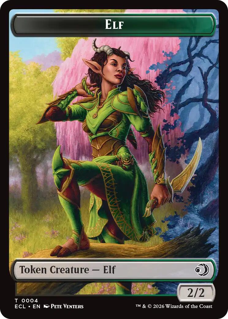 Elf // Treasure Double-Sided Token [Lorwyn Eclipsed Tokens] | Exor Games Bridgewater