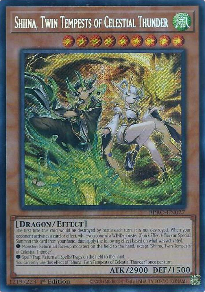 Shiina, Twin Tempests of Celestial Thunder [BPRO-EN027] Secret Rare | Exor Games Bridgewater