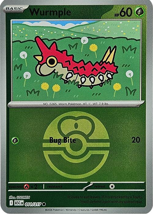 Wurmple (011/217) (Love Ball) [Mega Evolution: Ascended Heroes] | Exor Games Bridgewater