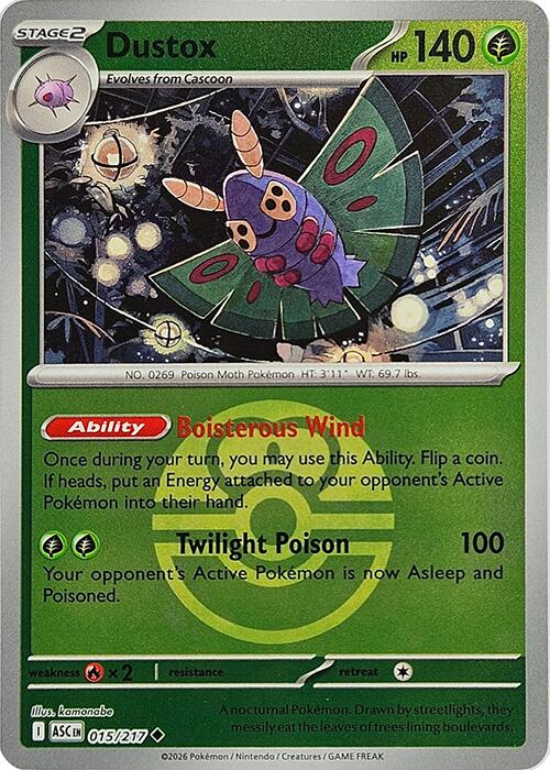 Dustox (015/217) (Love Ball) [Mega Evolution: Ascended Heroes] | Exor Games Bridgewater