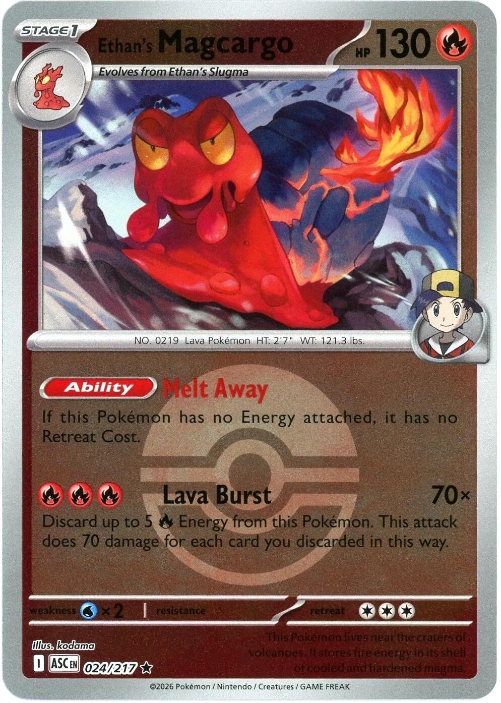 Ethan's Magcargo (024/217) (Poke Ball) [Mega Evolution: Ascended Heroes] | Exor Games Bridgewater