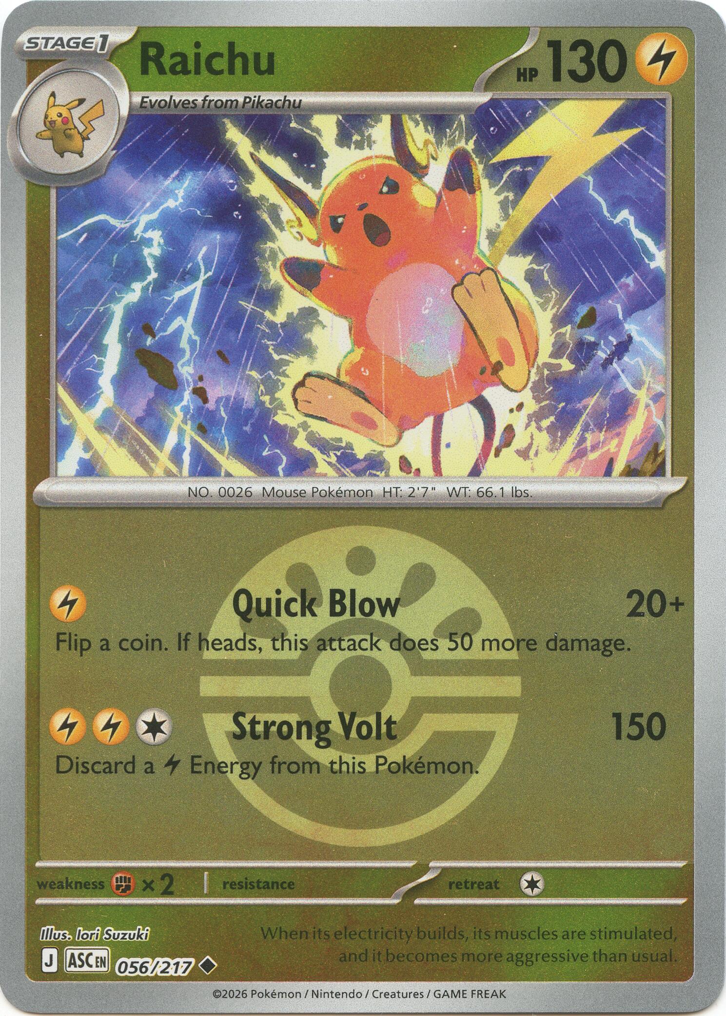 Raichu (056/217) (Friend Ball) [Mega Evolution: Ascended Heroes] | Exor Games Bridgewater