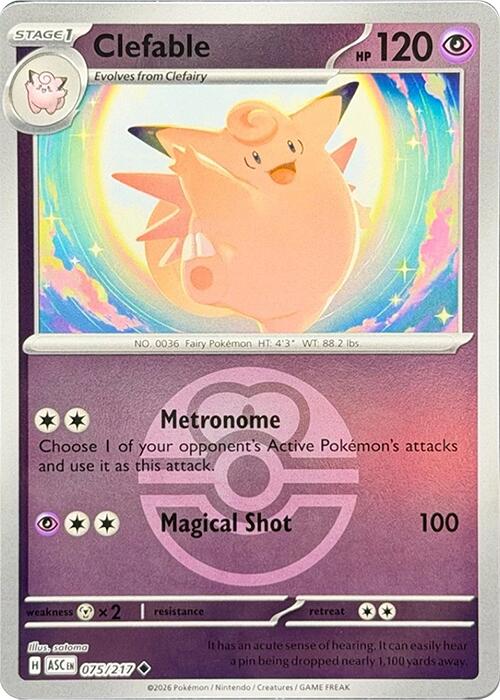 Clefable (075/217) (Love Ball) [Mega Evolution: Ascended Heroes] | Exor Games Bridgewater