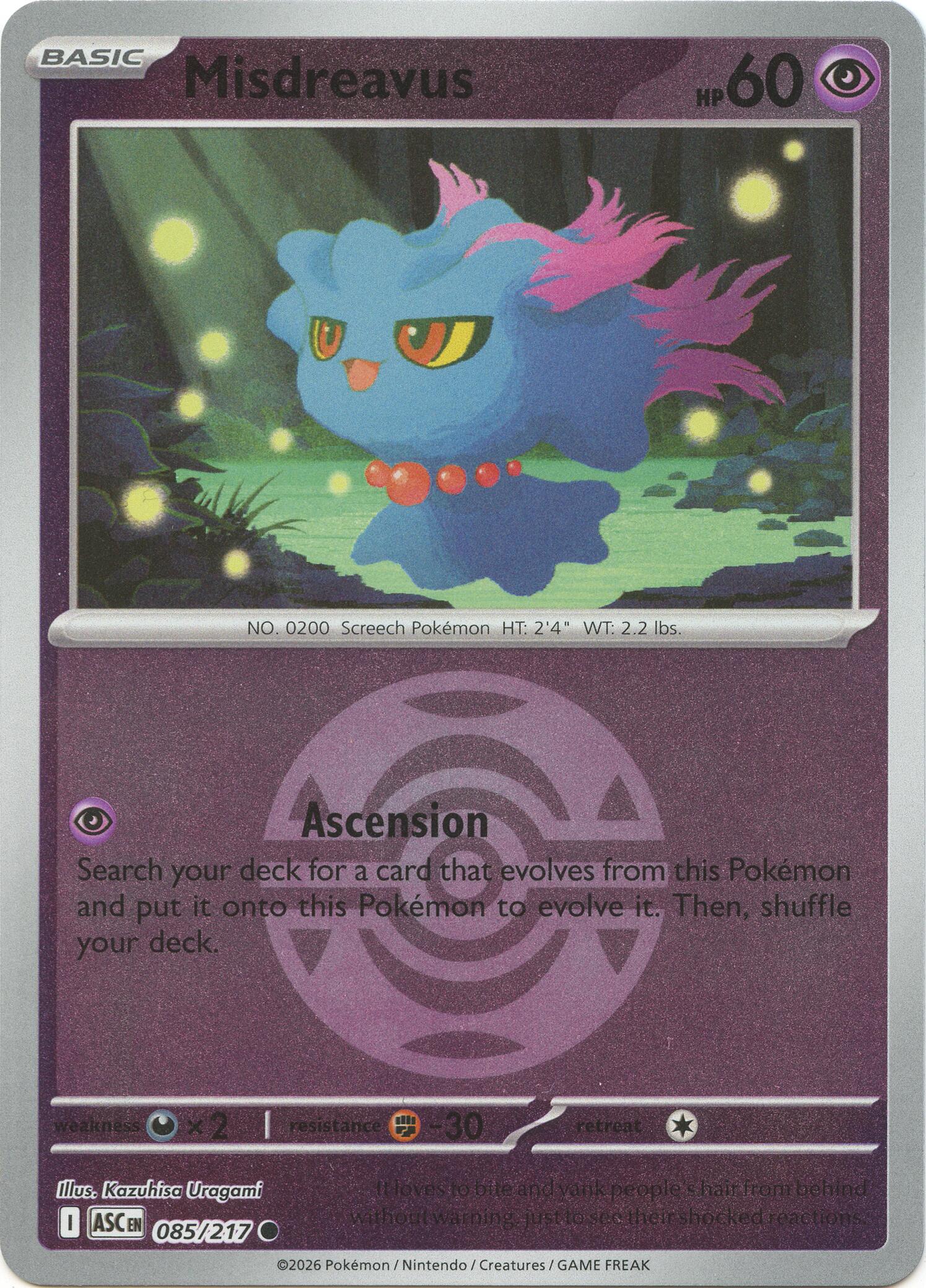 Misdreavus (085/217) (Dusk Ball) [Mega Evolution: Ascended Heroes] | Exor Games Bridgewater