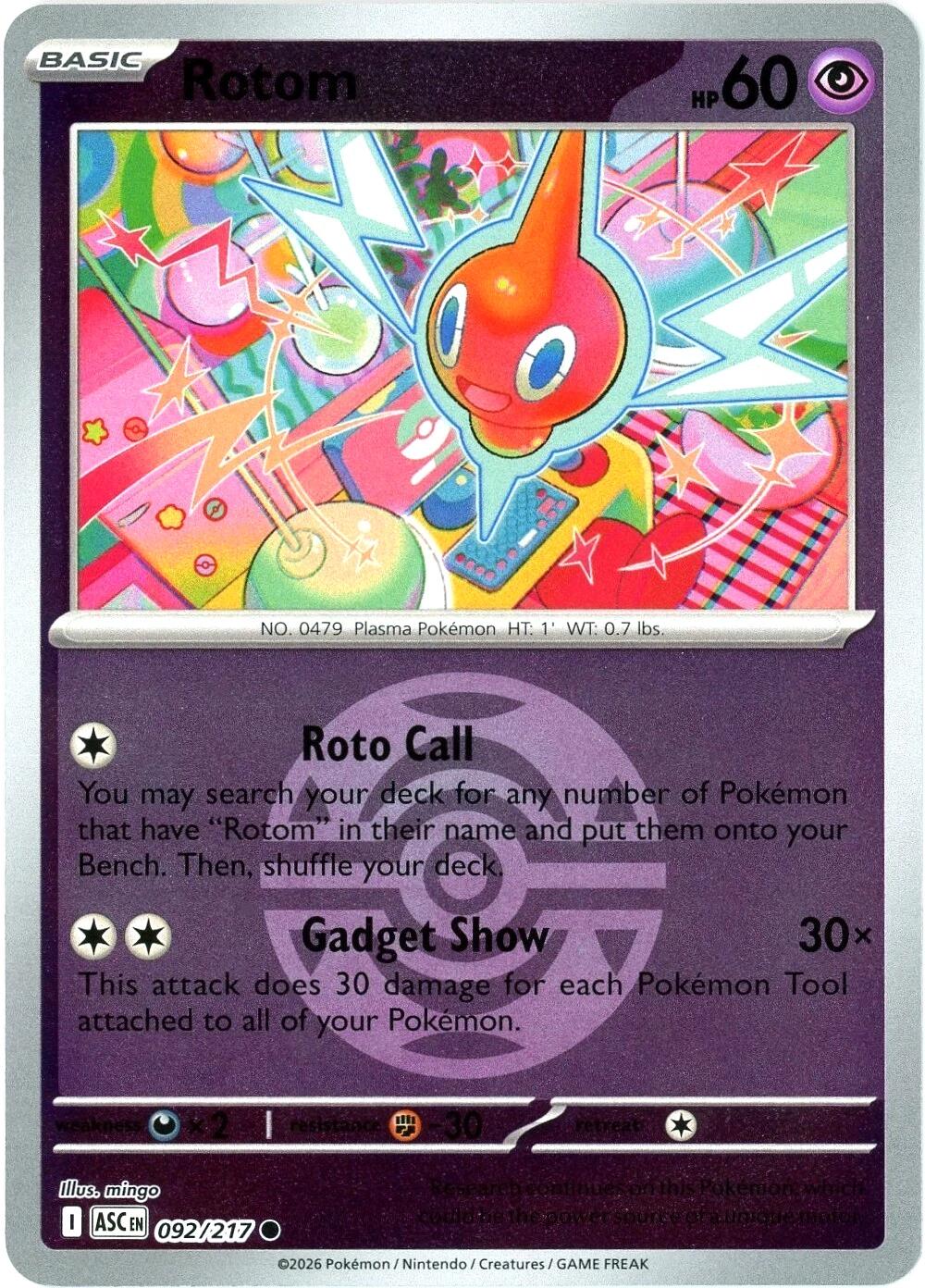 Rotom (092/217) (Dusk Ball) [Mega Evolution: Ascended Heroes] | Exor Games Bridgewater