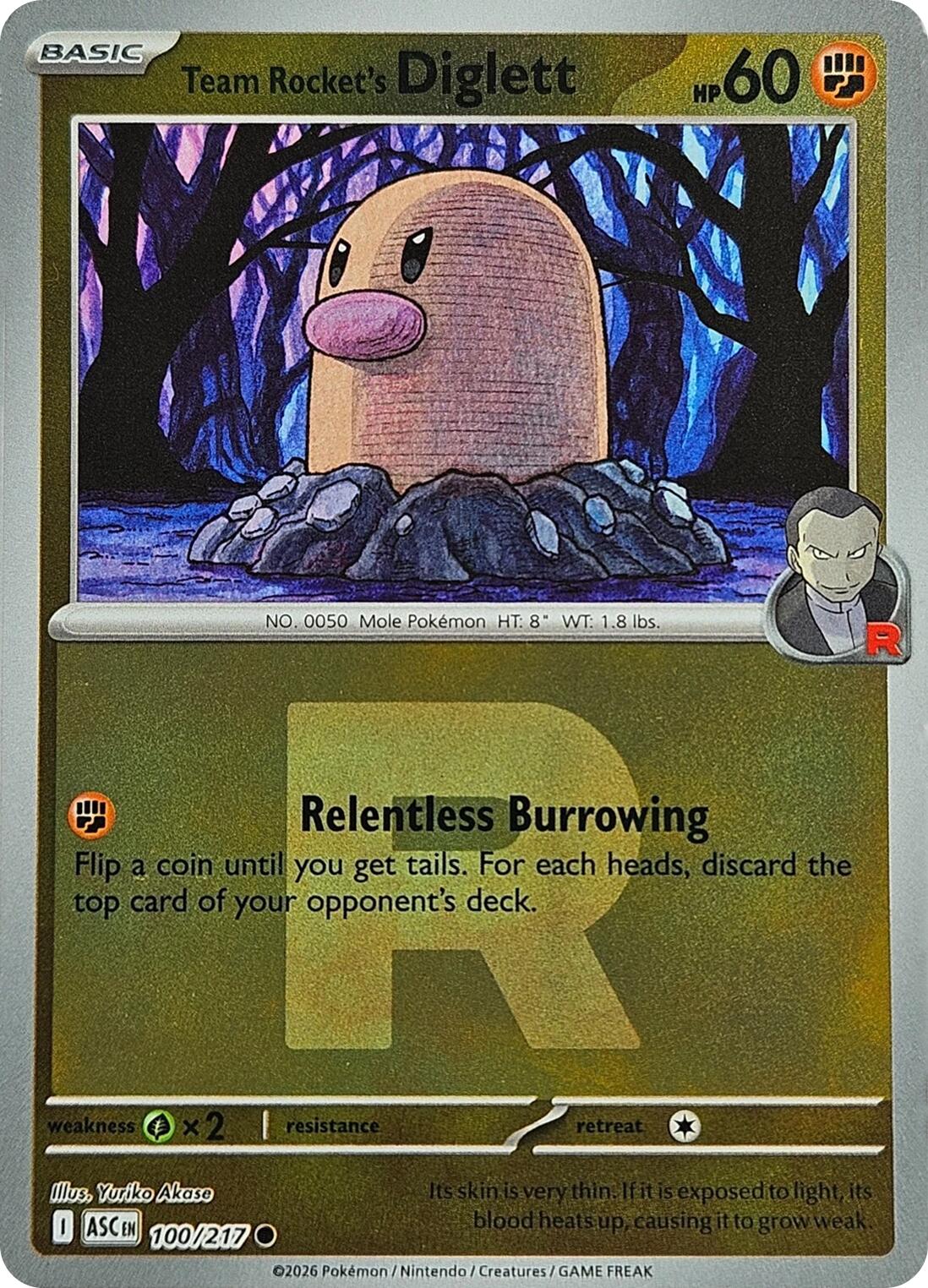 Team Rocket's Diglett (100/217) (Team Rocket) [Mega Evolution: Ascended Heroes] | Exor Games Bridgewater