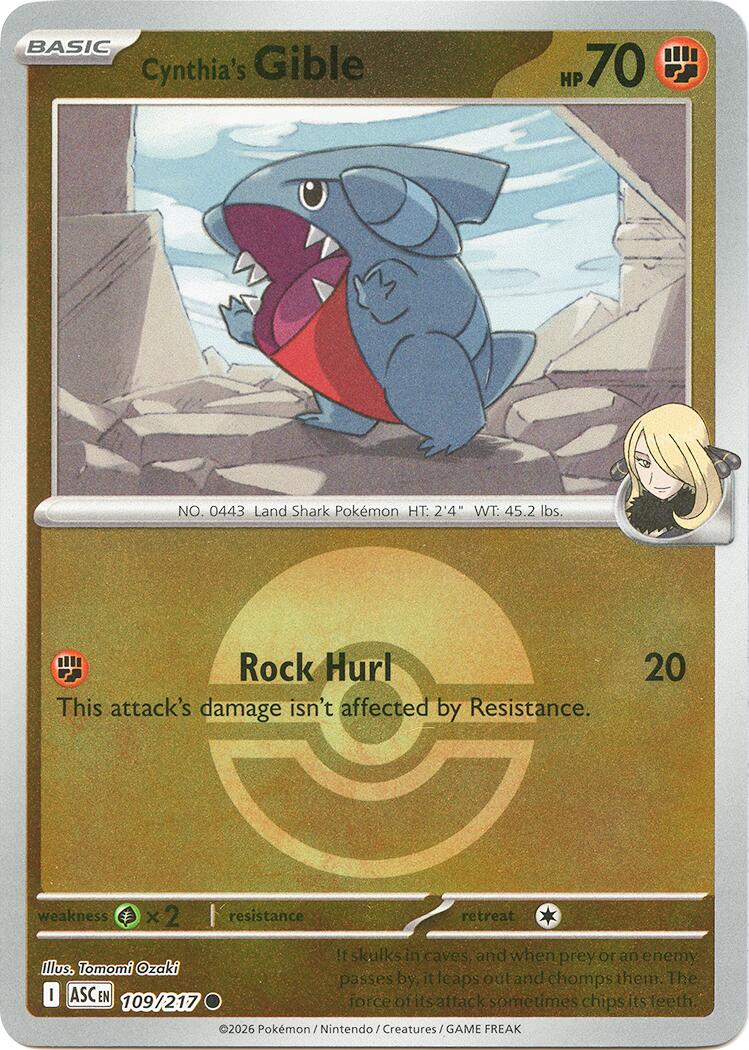 Cynthia's Gible (109/217) (Poke Ball) [Mega Evolution: Ascended Heroes] | Exor Games Bridgewater