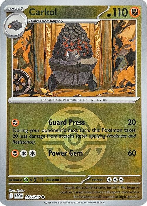 Carkol (119/217) (Dusk Ball) [Mega Evolution: Ascended Heroes] | Exor Games Bridgewater