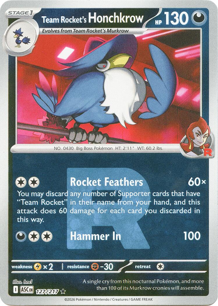 Team Rocket's Honchkrow (127/217) (Team Rocket) [Mega Evolution: Ascended Heroes] | Exor Games Bridgewater