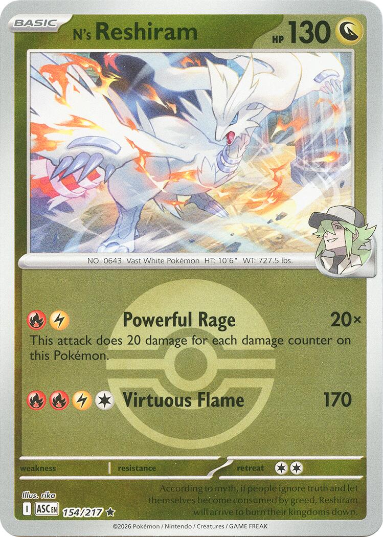N's Reshiram (154/217) (Poke Ball) [Mega Evolution: Ascended Heroes] | Exor Games Bridgewater