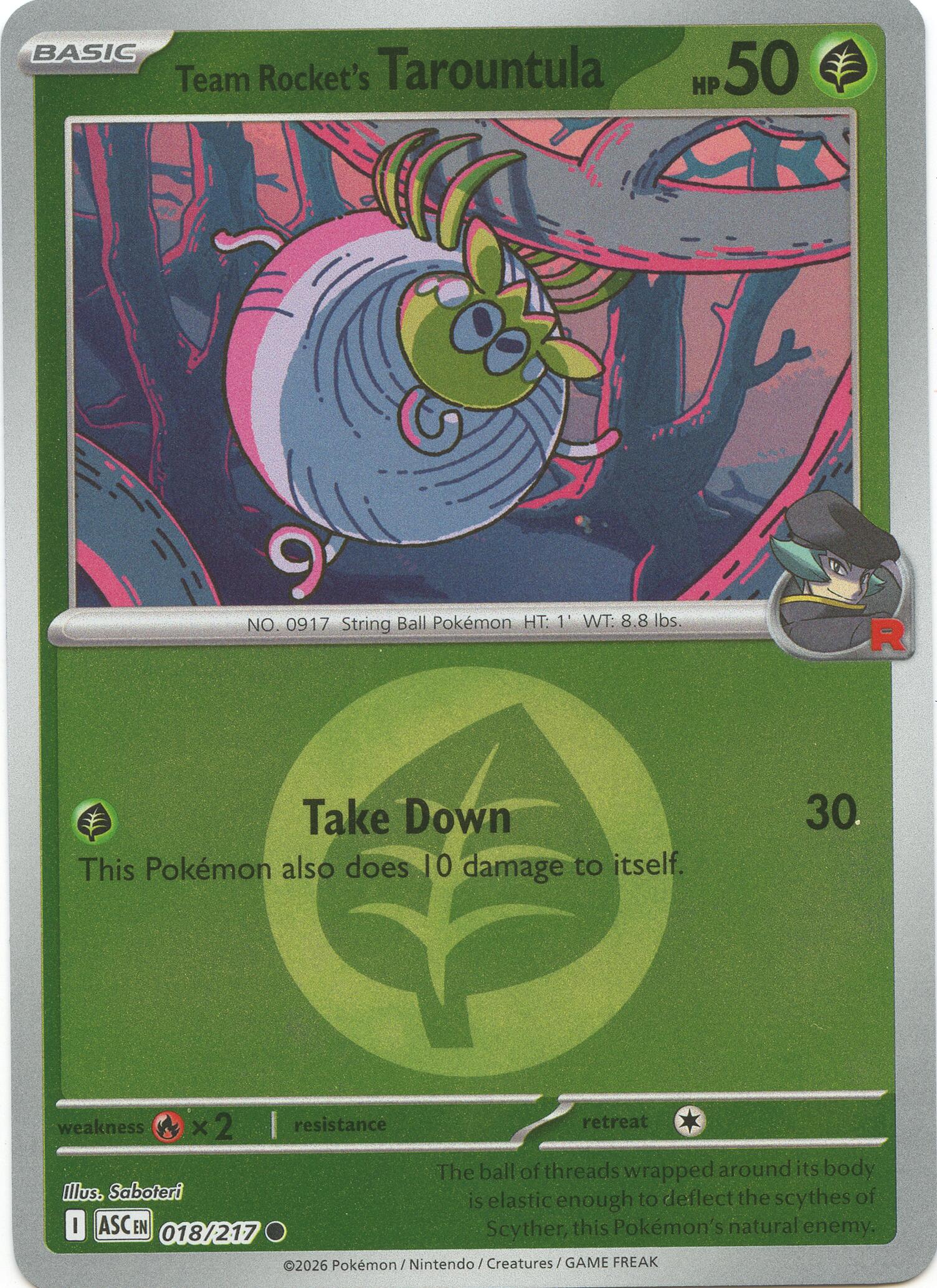 Team Rocket's Tarountula (018/217) (Energy Symbol Pattern) [Mega Evolution: Ascended Heroes] | Exor Games Bridgewater